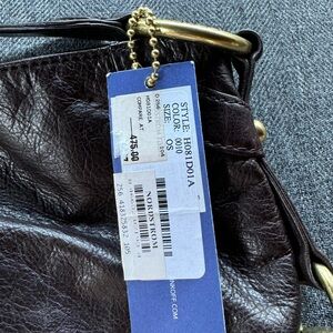 Beautiful Dark Brown leather bag - gold hardware